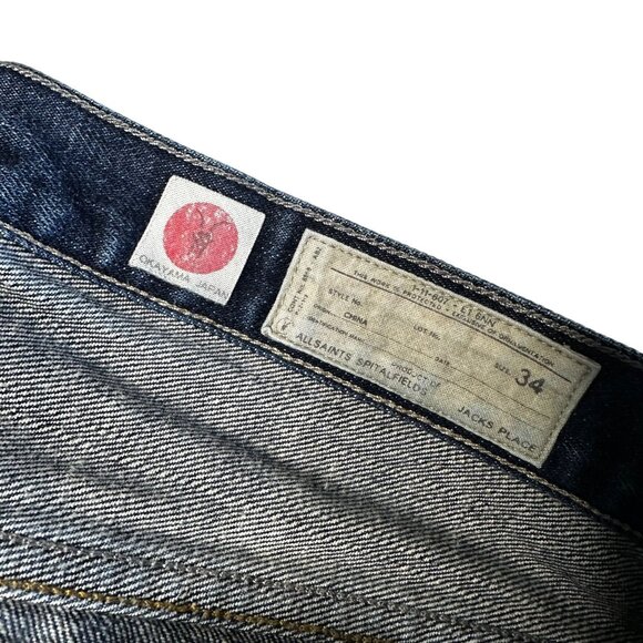All Saints Spitalfields Jack Place Mens Jeans 34x31 Okayama Selvedge Denim - Picture 6 of 10